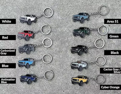 2021- 2025 Ford Bronco Keychain w/ silver colored keyring