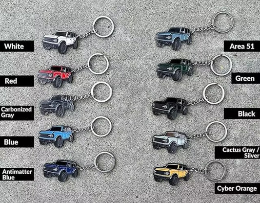 2021- 2025 Ford Bronco Keychain w/ silver colored keyring